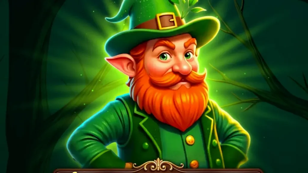 Majestic Leprechaun slot dengan latar belakang pemandangan Irlandia yang hijau